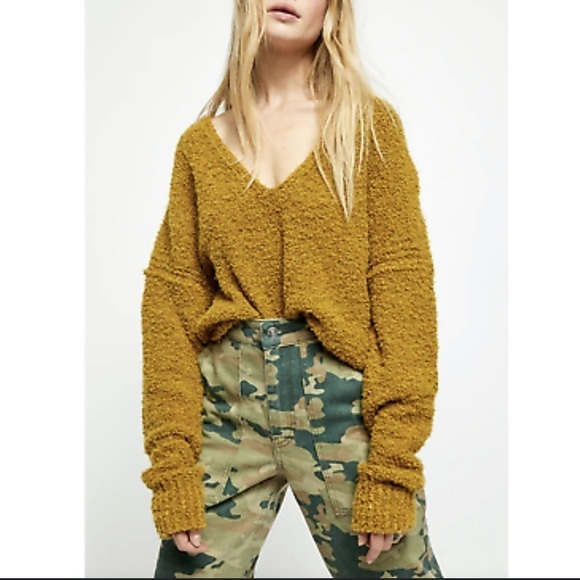 Free People Oversized Sweater Yellow/Green - Picture 1 of 8